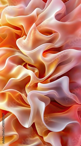 Futuristic Visuals of Brain Waves and Intuitive Thought Patterns, a radiating display of overlapping brain wave pulses in vibrant orange and pink tones, forming fluid, interconnected patterns