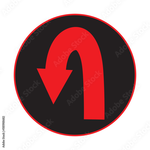 Vector illustration of tun arrows with curved and right-angle turns,color styles design.