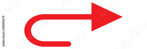 Vector illustration of tun arrows with curved and right-angle turns,color styles design.