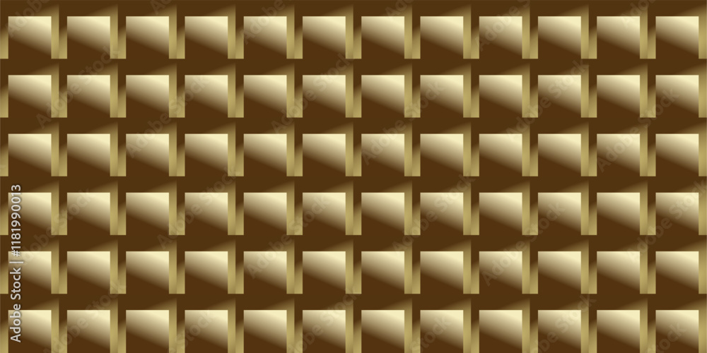 Fototapeta premium repetition of lines, planes and geometric shapes in the form of squares with gradations of yellow, brown and gold as ornaments or decorations or inspiration in fine arts