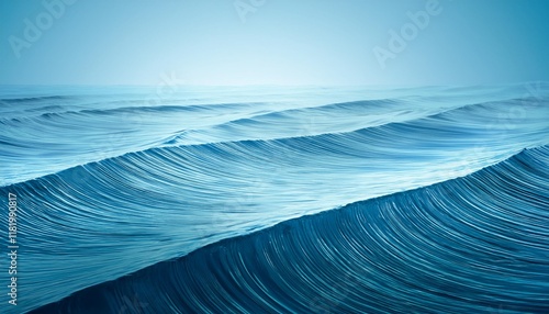 asymmetrical waves on water floor with light blue background photo