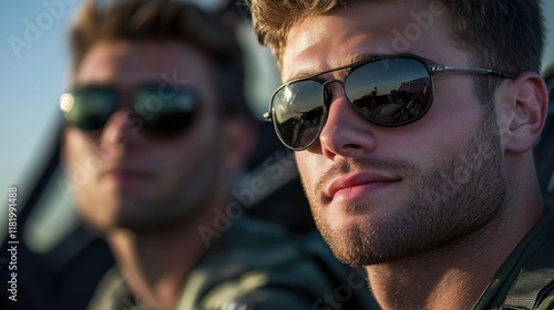 National Wingman Day Cool aviators and confident attitude on a bright day photo