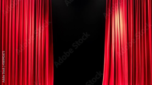 Elegante telón rojo de teatro con textura suave y fondo negro, ideal para escenarios, presentaciones y diseños artísticos