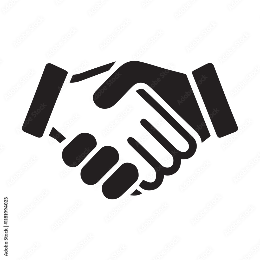 Simple black Vector Illustration of a Business Handshake Simple black Vector Illustration of a Business Handshake