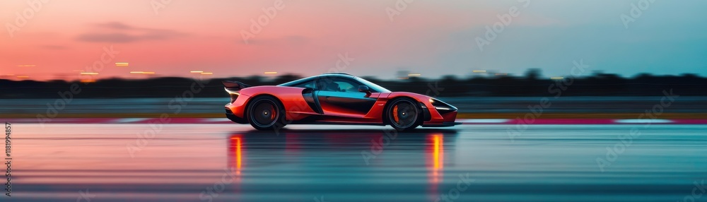 A dynamic shoot of a sports car racing at sunset. A dynamic shoot of a sports car racing at sunset.