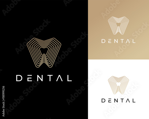 Abstract Tooth Dental Teeth Dentist Dentistry Simple Line Art Luxury Vector Logo Design Illustration