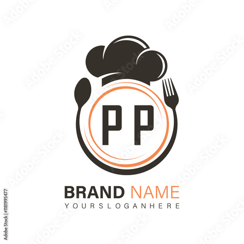 initial monogram logo With restaurant Circle shape logo design.
