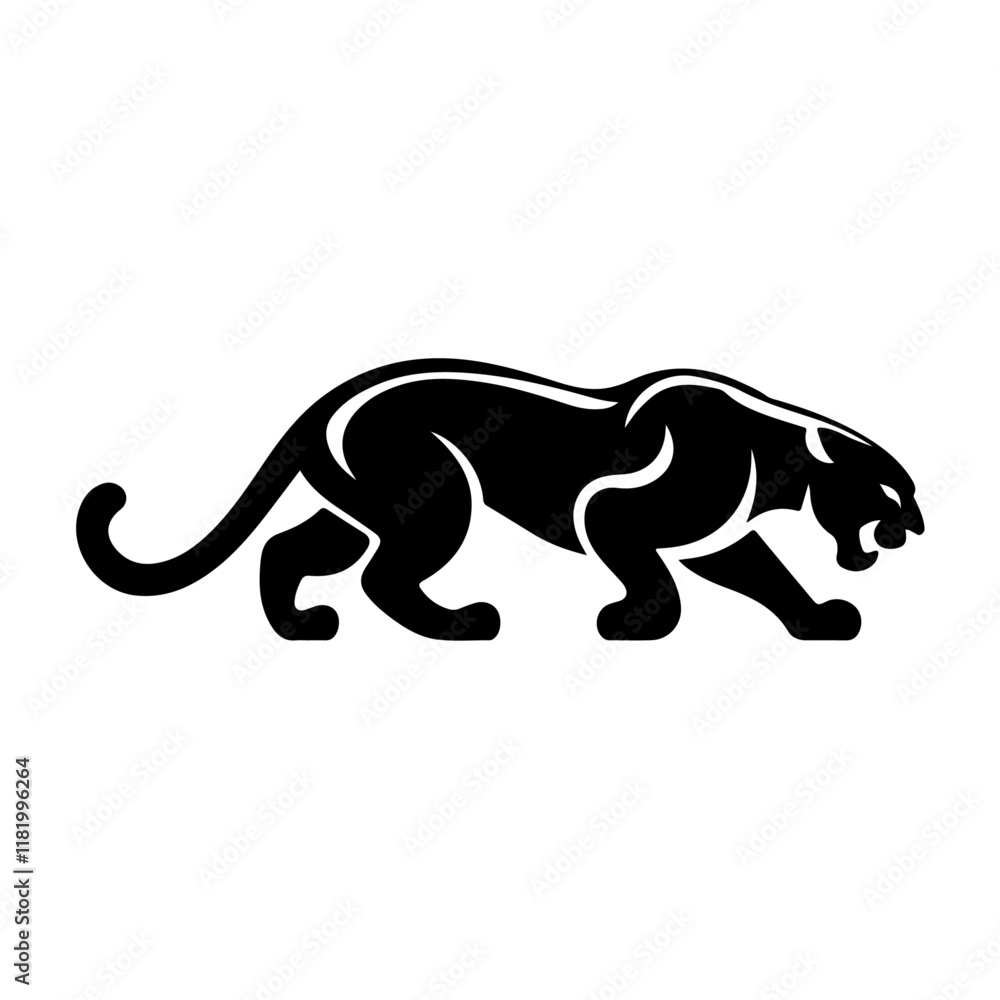 Obraz premium Fierce Black Panther Silhouette Vector in Striking Pose