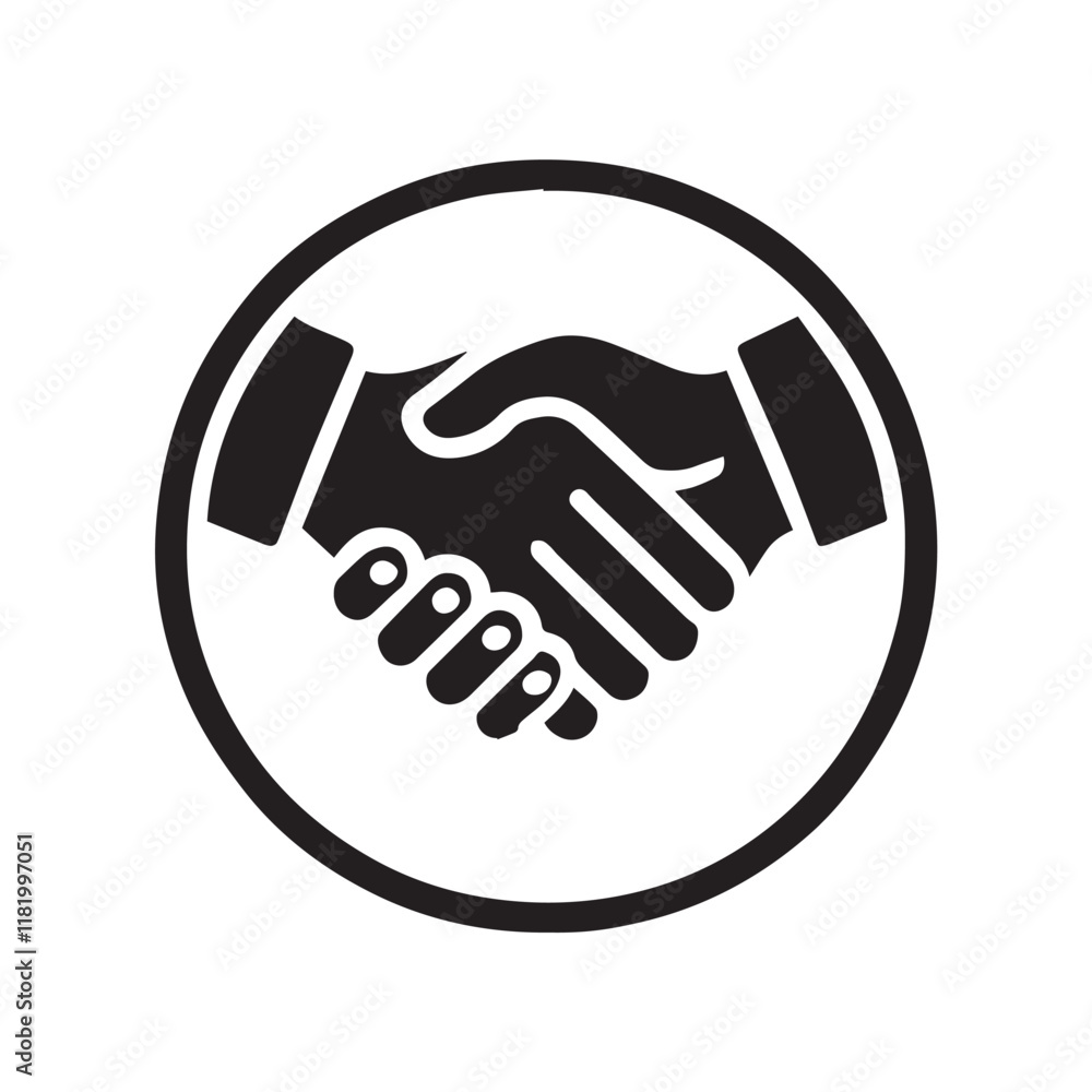 Simple black Vector Illustration of a Business Handshake Simple black Vector Illustration of a Business Handshake