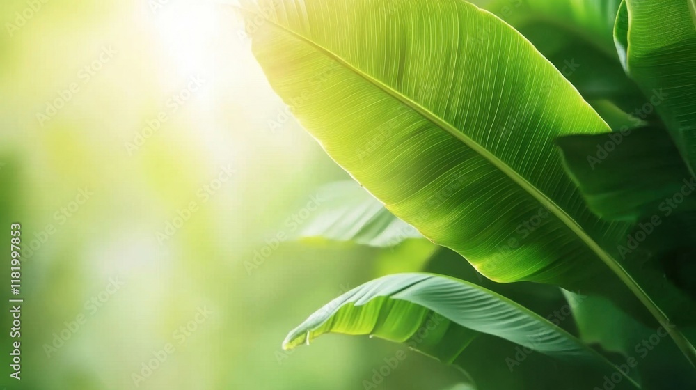 Obraz premium Bright and Lush Green Leaves Background in Soft Natural Light