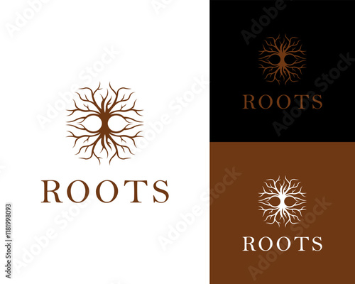 Dead Tree Root Death Bare Trunk Twig Branch Dry Leafless Silhouette Vector Logo Design Illustration