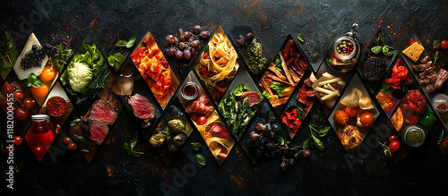 Healthy food leaf vegetable Top view of plate with variety of vegetables