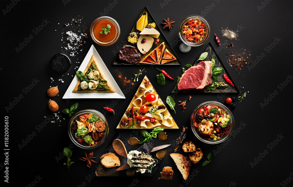 Obraz premium Healthy food leaf vegetable Top view of plate with variety of vegetables