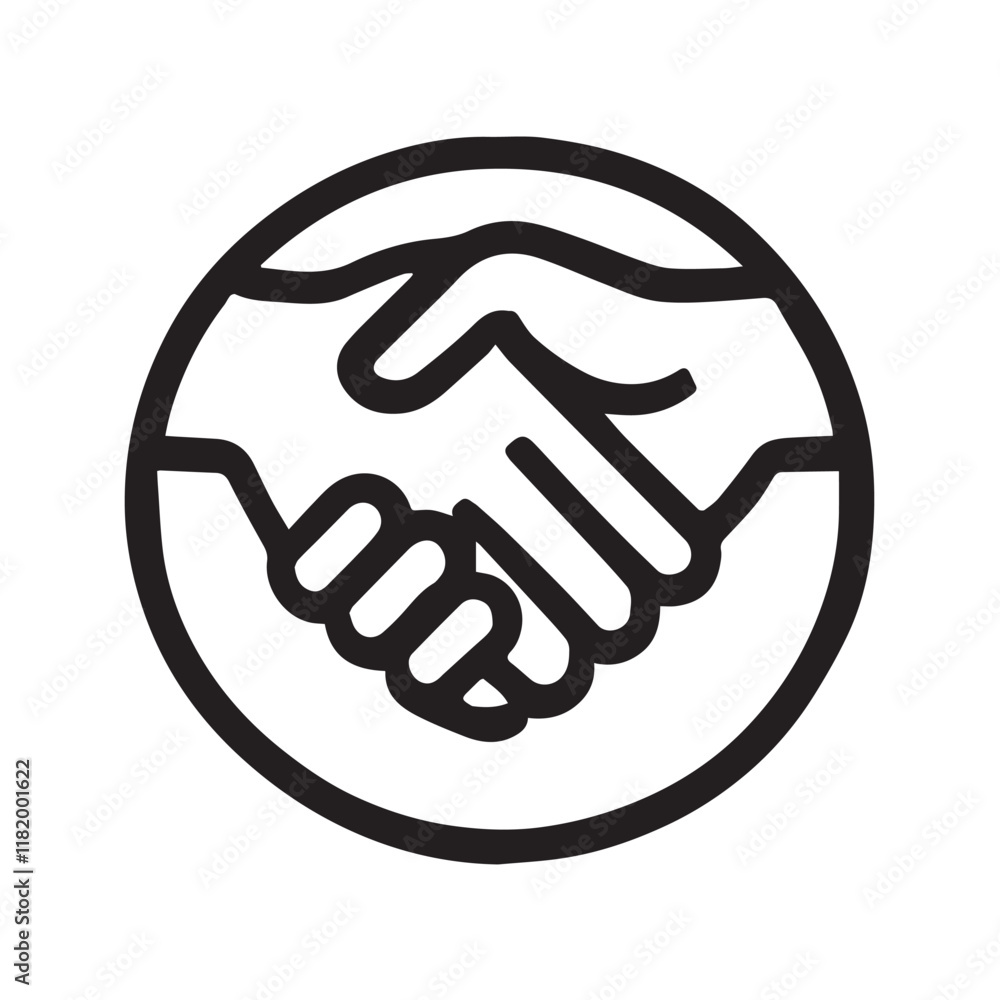 Simple black Vector Illustration of a Business Handshake Simple black Vector Illustration of a Business Handshake