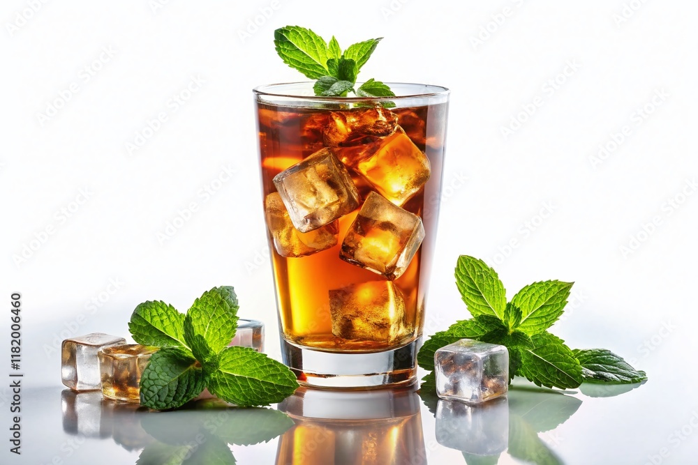 Refreshing Iced Tea with Mint: Summer Drink Stock Photo Refreshing Iced Tea with Mint: Summer Drink Stock Photo