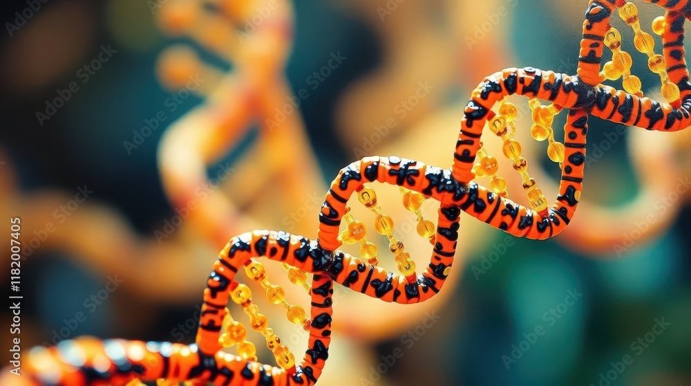 A vibrant close-up of a DNA helix, showcasing intricate patterns and colors, symbolizing the complexity of genetic structures. A vibrant close-up of a DNA helix, showcasing intricate patterns and colors, symbolizing the complexity of genetic structures.