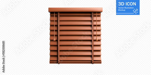 Closed wooden venetian blind featuring evenly spaced slats, showcasing a warm brown color. The design is simple and elegant, suitable for various interior styles.