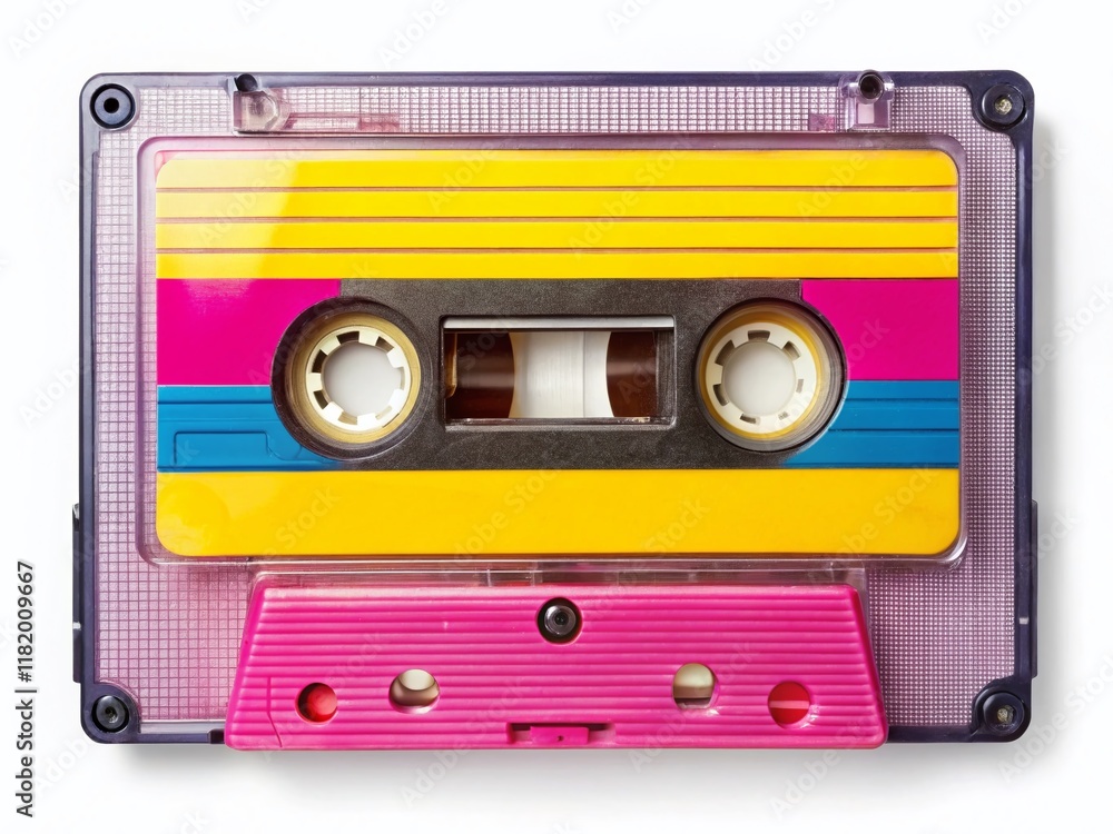 Naklejka premium Retro Cassette Tape Isolated on White Background - Vintage Audio Media