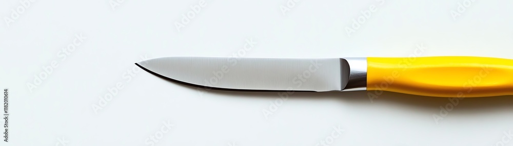 Yellow handled knife on white isolated background. Yellow handled knife on white isolated background.