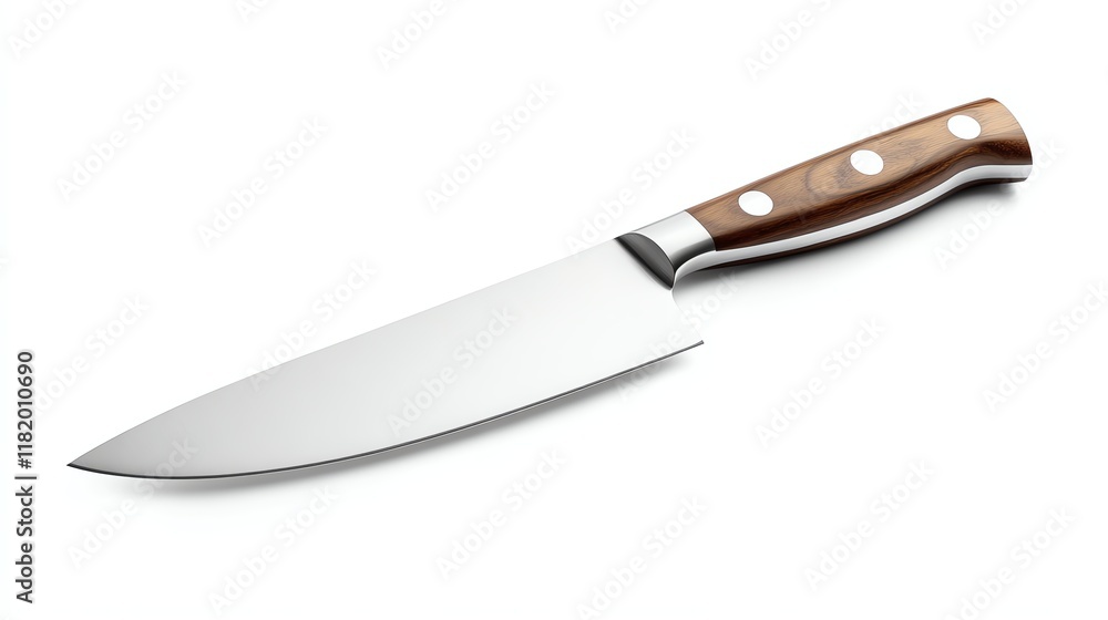 Sharp kitchen knife on white isolated background for culinary use. Sharp kitchen knife on white isolated background for culinary use.