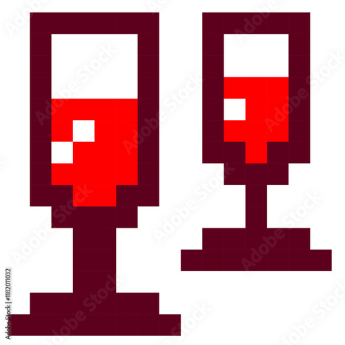 Icône de deux flutes à champagne style pixel art