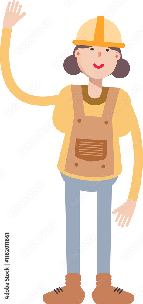 Woman Engineer Character Raising One Hand
Woman Engineer Character Raising One Hand