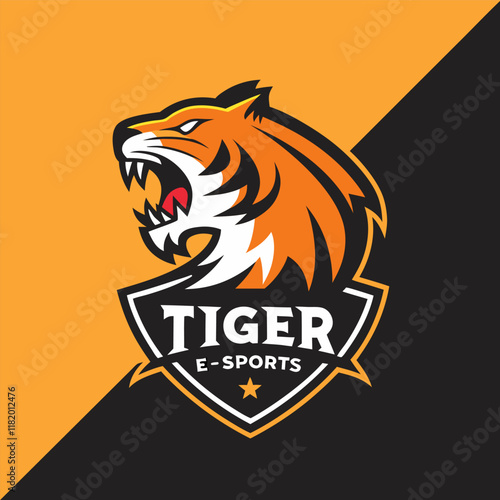 Tiger gaming logo vector design showcasing dynamic action and strength for esports teams photo