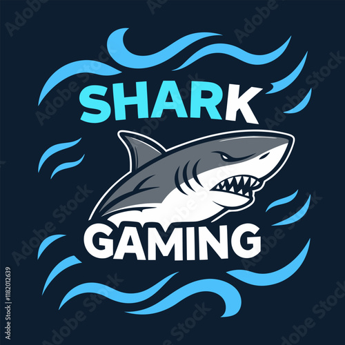 Shark gaming logo vector design ideal for esports teams and competitive branding photo