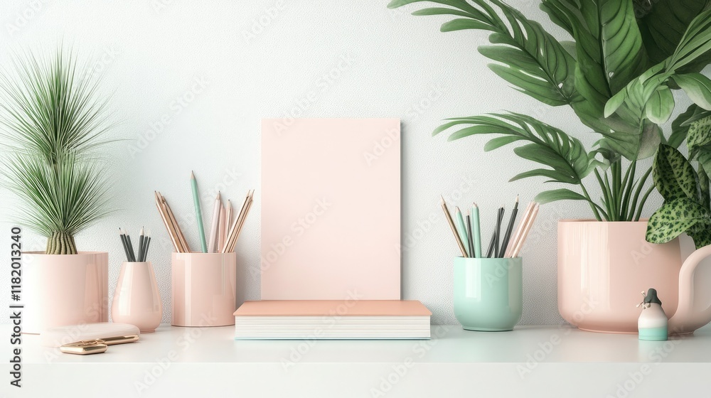 Pastel colors sticky notes blank a stack of neatly arranged on a white desk with no other objects. Pastel colors sticky notes blank a stack of neatly arranged on a white desk with no other objects.
