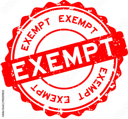 Grunge red exempt word round seal stamp on white background