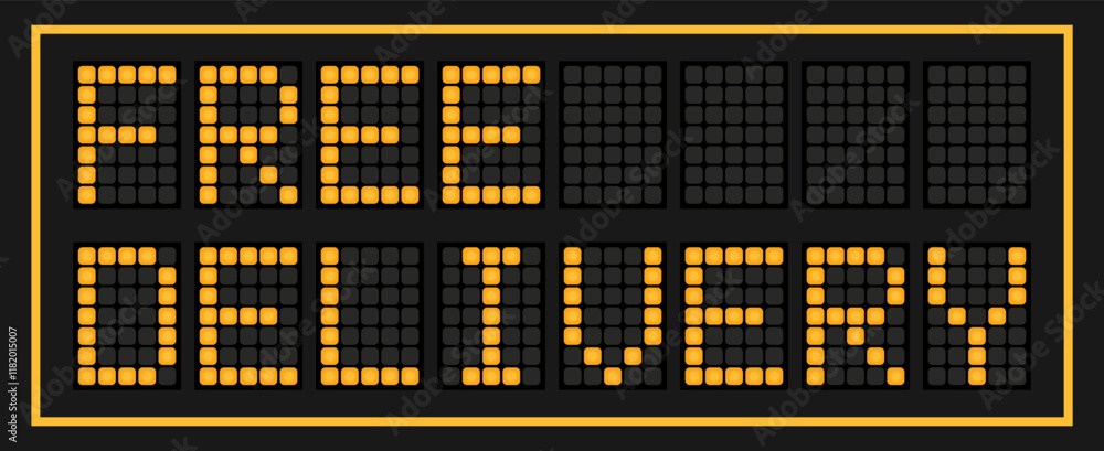 Fototapeta premium Orange color led banner in word free delivery on black background