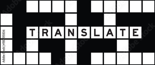 Alphabet letter in word translate on crossword puzzle background