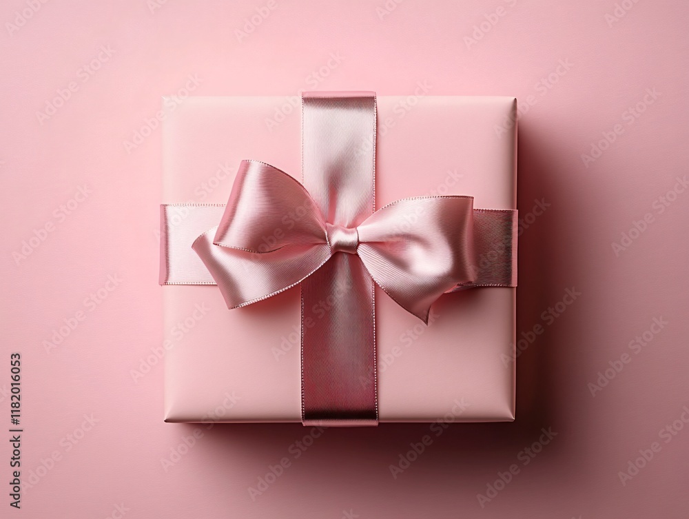 A beautifully wrapped gift box with a satin bow perfect for Valentine's Day, anniversaries, or celebrations, inviting feelings of joy and love. A beautifully wrapped gift box with a satin bow perfect for Valentine's Day, anniversaries, or celebrations, inviting feelings of joy and love.