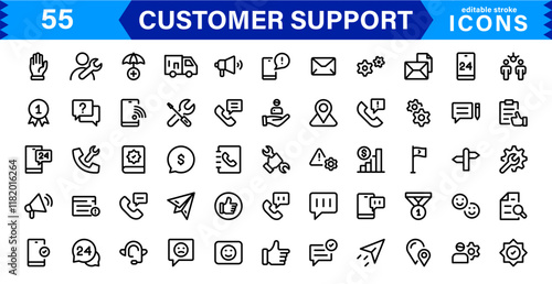 Professional & Creative Customer Support Icons. Minimalist Designs for Feedback, Call Centers, CRM, Help Desk, and Client Service Projects