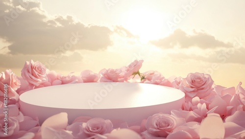 Pink Rose Podium at Sunset 