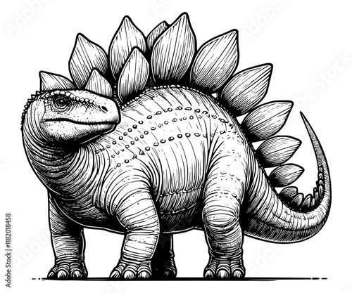 illustration of a dinosaur, stegosaurus vector art