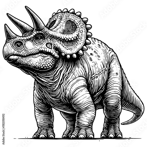 illustration of a dinosaur, triceratops vector art
