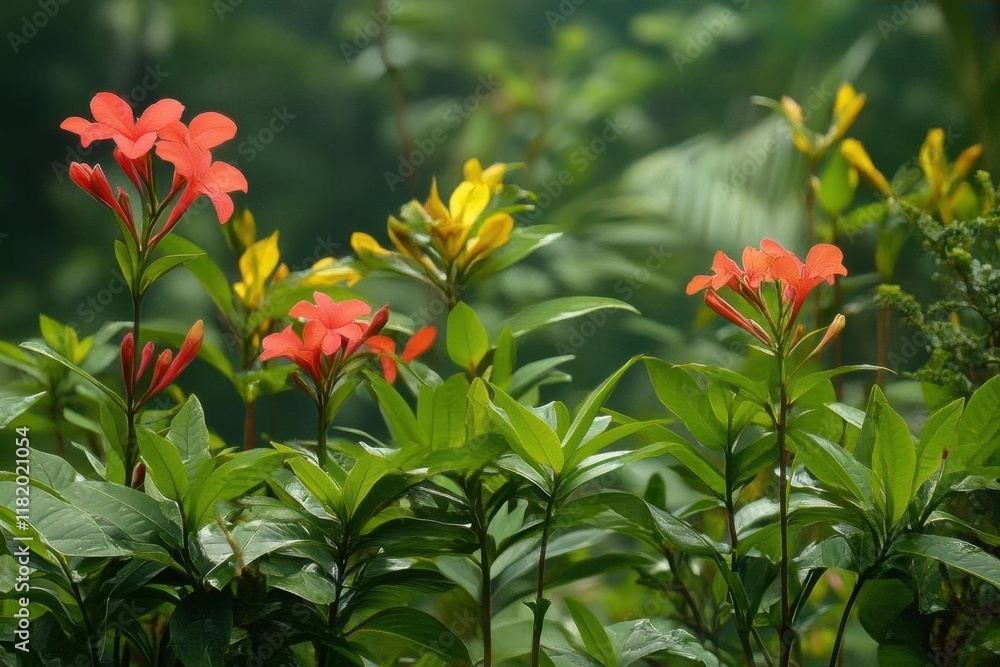 Vibrant flowers in a lush green setting, showcasing nature's beauty. Vibrant flowers in a lush green setting, showcasing nature's beauty.