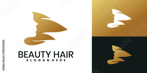 Beauty hair logo design for women with creative concept
