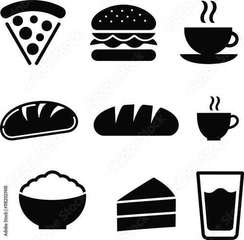 Fast food iteam illustration icon design, pizza,burger, coffe,