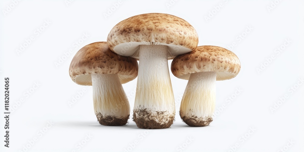 Mushrooms displayed in isolation against a clean white background, highlighting the unique characteristics and textures of the mushrooms. Enjoy the natural beauty of mushrooms in this presentation. Mushrooms displayed in isolation against a clean white background, highlighting the unique characteristics and textures of the mushrooms. Enjoy the natural beauty of mushrooms in this presentation.