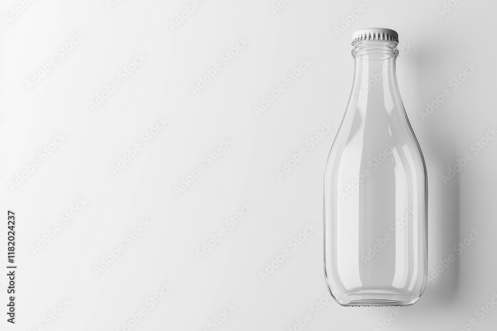 Empty glass bottle, studio shot, white background, product mockup