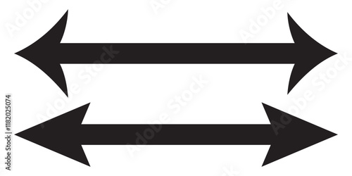 Left and right arrow, pointer, cursor in opposite direction. Intersection, navigation, forward-backward arrow element. Double arrow icon set . two side arrows icon vector.