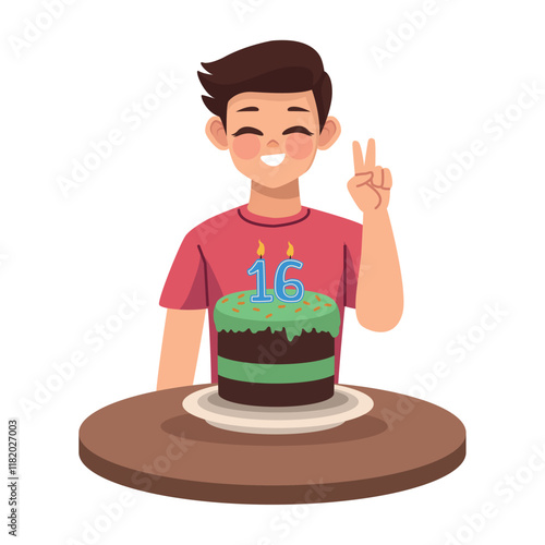 teen boy birthday cake and sixteen number