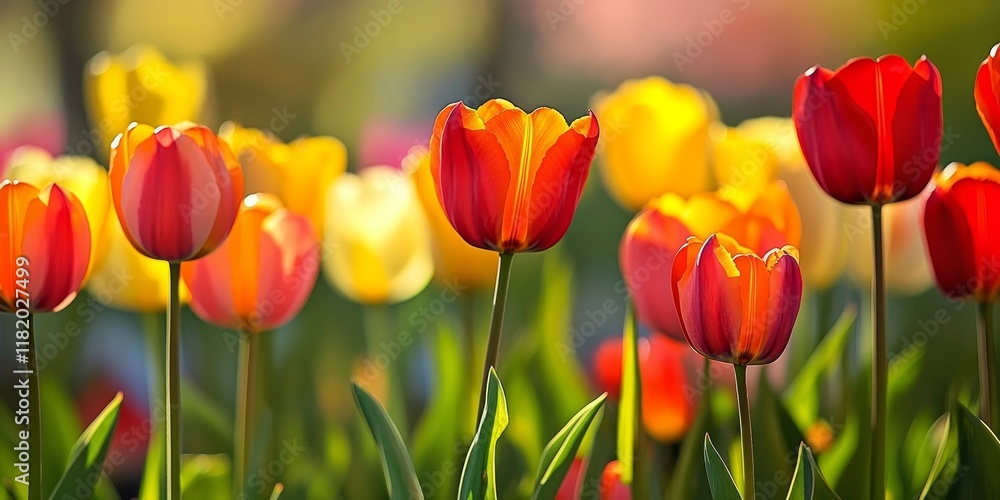 Vibrant flower tulips create a stunning background, showcasing an array of red, orange, and yellow flower tulips blooming beautifully in a garden setting. Enjoy the charm of these flower tulips. Vibrant flower tulips create a stunning background, showcasing an array of red, orange, and yellow flower tulips blooming beautifully in a garden setting. Enjoy the charm of these flower tulips.