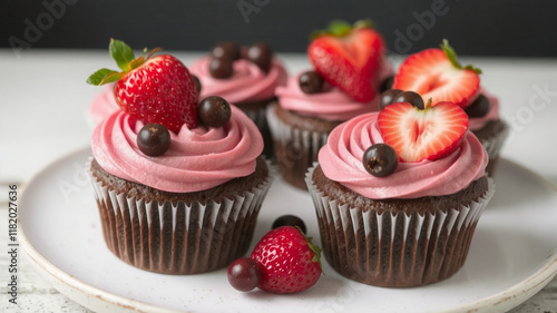 Chocolate and red fruit cupcakes