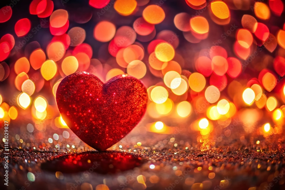 Romantic Valentine's Day Background: Red Heart Bokeh Lights Romantic Valentine's Day Background: Red Heart Bokeh Lights