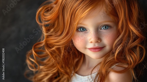 Portrait of a Young Girl with Vibrant Red Hair and Blue Eyes