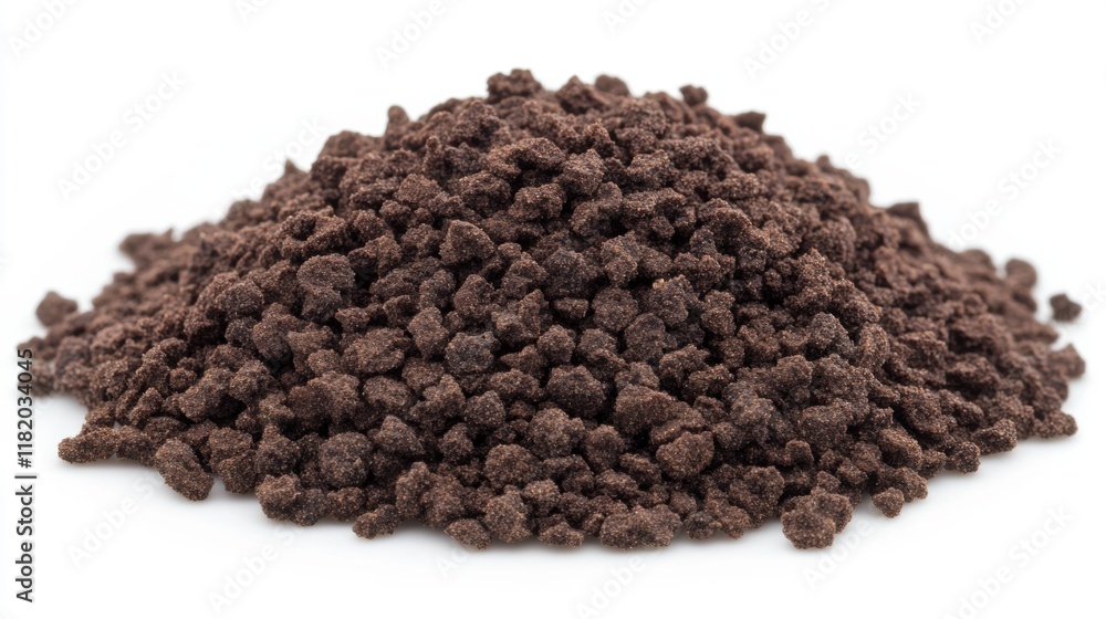 Brown Granular Substance Piled Against a White Background Brown Granular Substance Piled Against a White Background