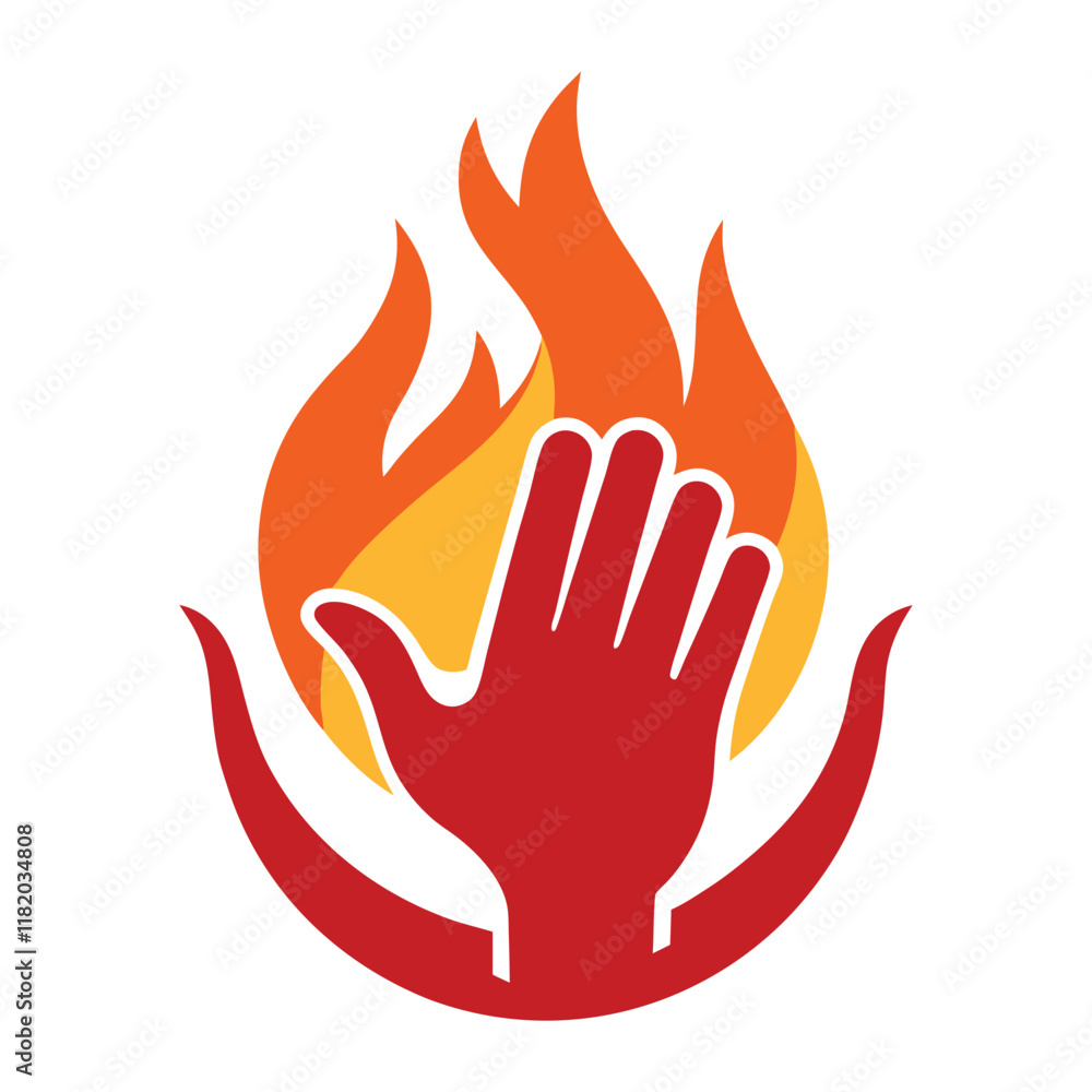 Creative Fire Hand Holding Logo Creative Fire Hand Holding Logo